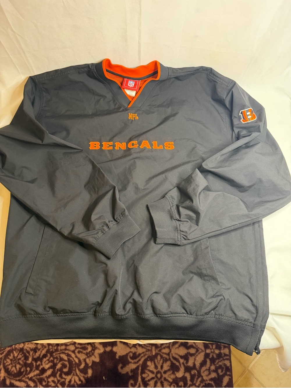NFL Cincinnati Bengals Black Pullover with Orange Lettering